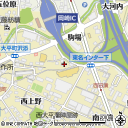 愛知県岡崎市大平町砂原周辺の地図