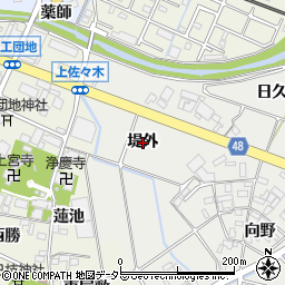 愛知県岡崎市東牧内町堤外周辺の地図