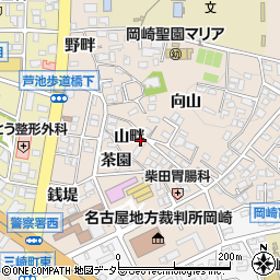 愛知県岡崎市明大寺町（山畔）周辺の地図