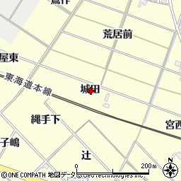 愛知県岡崎市渡町城田周辺の地図