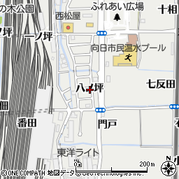 京都府向日市鶏冠井町八ノ坪周辺の地図
