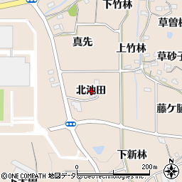愛知県知多郡阿久比町草木北池田周辺の地図