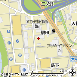 愛知県岡崎市大平町榎田周辺の地図
