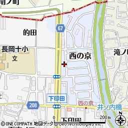 京都府長岡京市西の京3周辺の地図