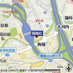 愛知県岡崎市大平町駒場周辺の地図
