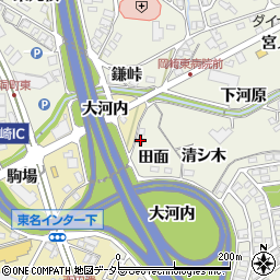 愛知県岡崎市洞町田面周辺の地図