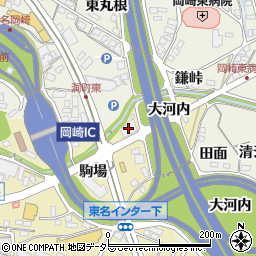 愛知県岡崎市大平町大河内周辺の地図