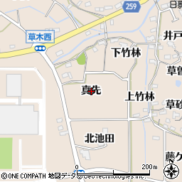 愛知県知多郡阿久比町草木真先周辺の地図