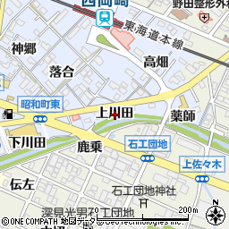 愛知県岡崎市昭和町上川田周辺の地図
