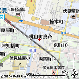 京都府京都市伏見区桃山町真斉周辺の地図