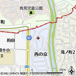 京都府長岡京市西の京15周辺の地図