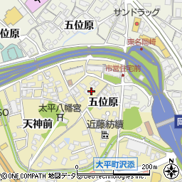 愛知県岡崎市大平町五位原13周辺の地図