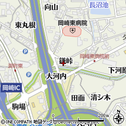 愛知県岡崎市洞町鎌峠周辺の地図