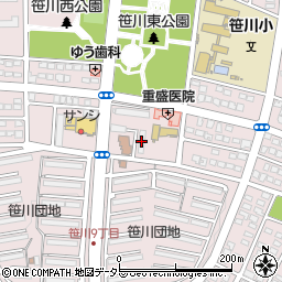ＵＲ都市機構笹川団地１７棟周辺の地図