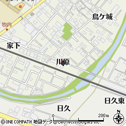 愛知県岡崎市大和町川原周辺の地図