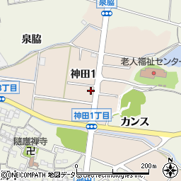 愛知県知多市神田周辺の地図