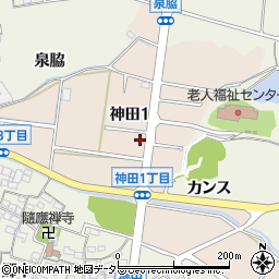 愛知県知多市神田周辺の地図