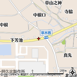愛知県知多郡阿久比町草木草申田周辺の地図