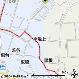 愛知県知多郡東浦町石浜平池上周辺の地図