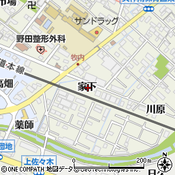愛知県岡崎市大和町家下周辺の地図