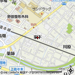 愛知県岡崎市大和町（家下）周辺の地図