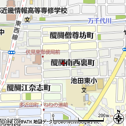 京都府京都市伏見区醍醐南西裏町周辺の地図