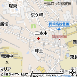 愛知県岡崎市明大寺町奥山20周辺の地図