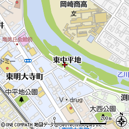 愛知県岡崎市明大寺町東中平地周辺の地図