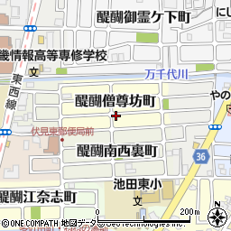 京都府京都市伏見区醍醐僧尊坊町周辺の地図