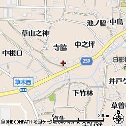 愛知県知多郡阿久比町草木寺脇28周辺の地図