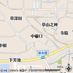 愛知県阿久比町（知多郡）草木（中根口）周辺の地図