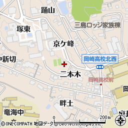 愛知県岡崎市明大寺町奥山周辺の地図