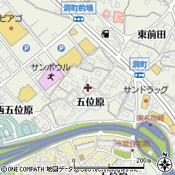 愛知県岡崎市洞町五位原周辺の地図
