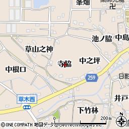 愛知県知多郡阿久比町草木寺脇周辺の地図