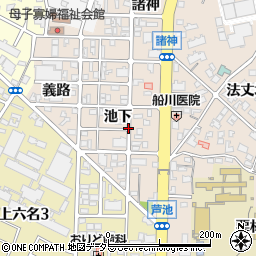 愛知県岡崎市明大寺町池下周辺の地図