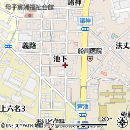 愛知県岡崎市明大寺町（池下）周辺の地図