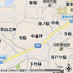 愛知県阿久比町（知多郡）草木（中之坪）周辺の地図