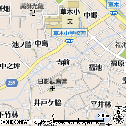 愛知県知多郡阿久比町草木寺前周辺の地図