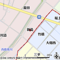 愛知県安城市上条町新造周辺の地図