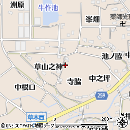愛知県知多郡阿久比町草木寺脇42周辺の地図