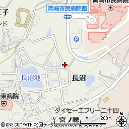 愛知県岡崎市洞町長沼周辺の地図