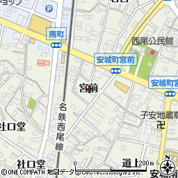 愛知県安城市安城町宮前周辺の地図