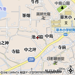 愛知県知多郡阿久比町草木池ノ脇周辺の地図