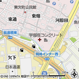 愛知県岡崎市欠町薮下周辺の地図