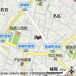 愛知県安城市安城町清水周辺の地図