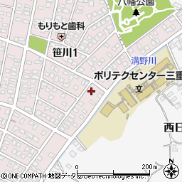 三重県四日市市笹川1丁目199周辺の地図