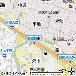 愛知県岡崎市大平町欠下周辺の地図