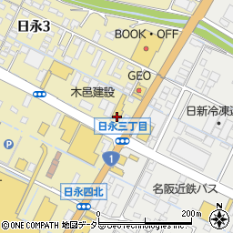 トヨタカローラ三重四日市日永店周辺の地図