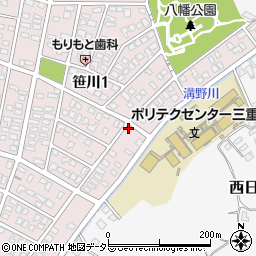 三重県四日市市笹川1丁目202周辺の地図