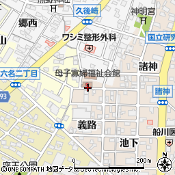 愛知県岡崎市明大寺町義路周辺の地図